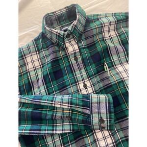 Men's L.L. Bean Green Flannel Shirt With Pocket-Size S-100% Cotton-Very Nice‎